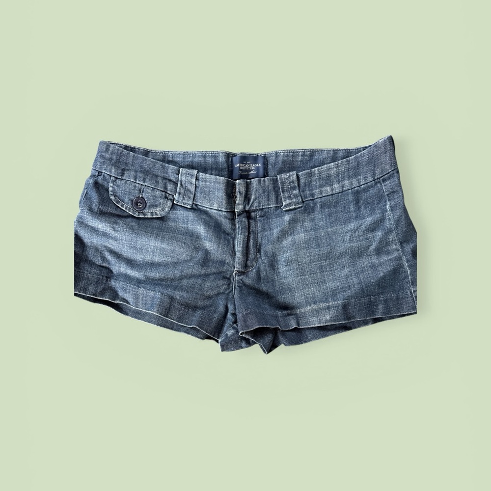 American Eagle Outfitters Denim Shortie Shorts - Blue
